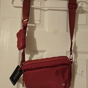 New RBX Active Red Crossbody Bag with Adjustable Strap & Coin Purse Zip Closure